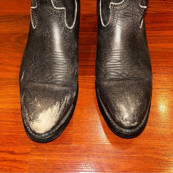 Masterson Black Leather Cowboy Boots with Pointed Toe and Stacked Heel - Picture 7 of 7